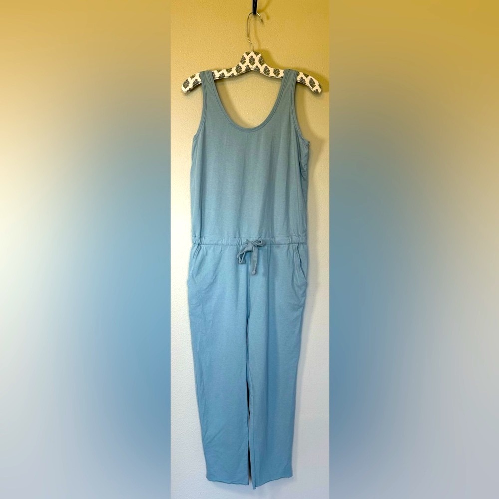 Frank & Eileen Sage Green Tie Waist Cotton Tank Jumpsuit Size Medium - Picture 2 of 7